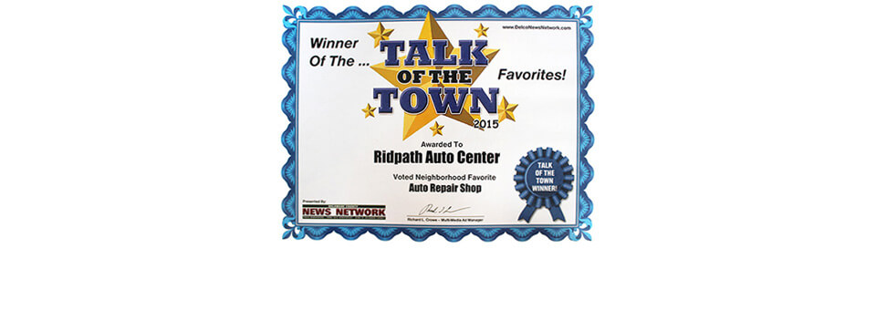 Talk of the town award winner auto repair